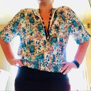 DONATED Vintage Floral Zipper Blouse